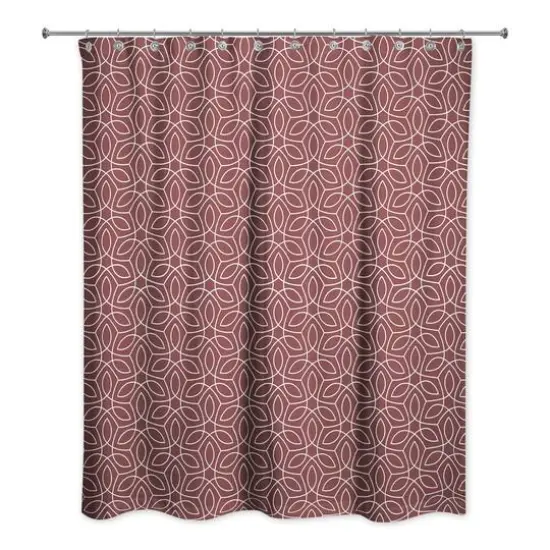 Contoured Leaves Shower Curtain Maroon {3}