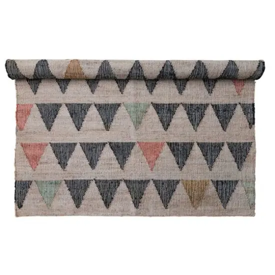 Hello Honey&reg; Multicolor Boho Woven Jute and Cotton Rug with Triangle Pattern, 5ft. x 8ft. {5}