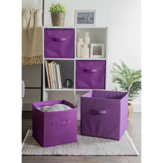 Solid Eggplant Nonwoven Square Cube Set {5}