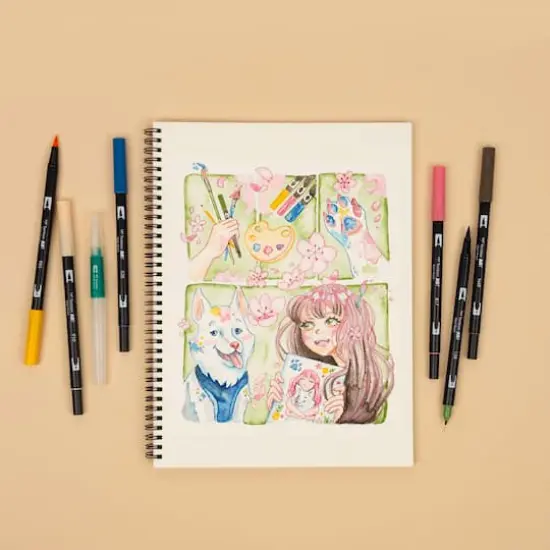 Tombow Flowers Manga Illustration Dual Brush Pen Art Set {11}