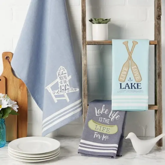 DII&reg; Lakeside Embellished Dishtowel Set {4}