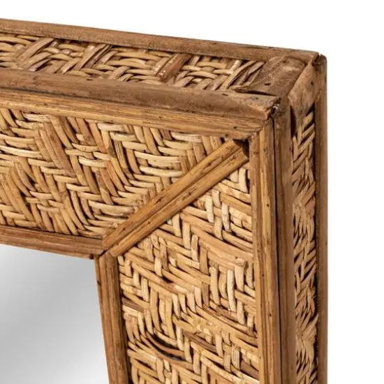 Hello Honey&reg; 25.5" Handwoven Rattan Rectangle Wall Mirror Natural {7}
