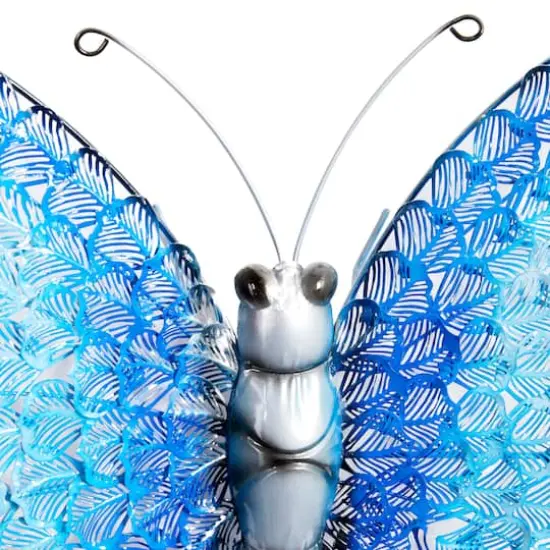 Silver & Blue Butterfly Eclectic Metal Wall Decor {3}