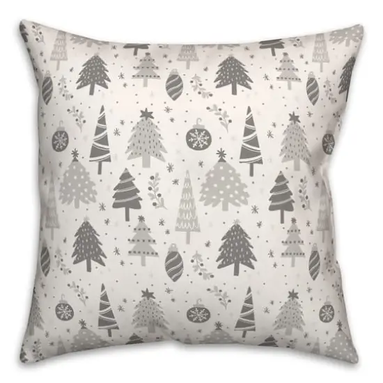 Gray Tree Ornament Pattern 18" x 18" Spun Poly Pillow {1}