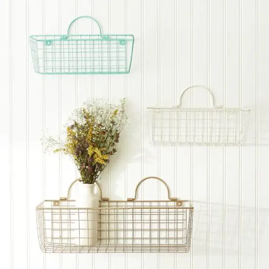 DII&reg; Medium Wire Wall Baskets, 2ct. Gold {7}