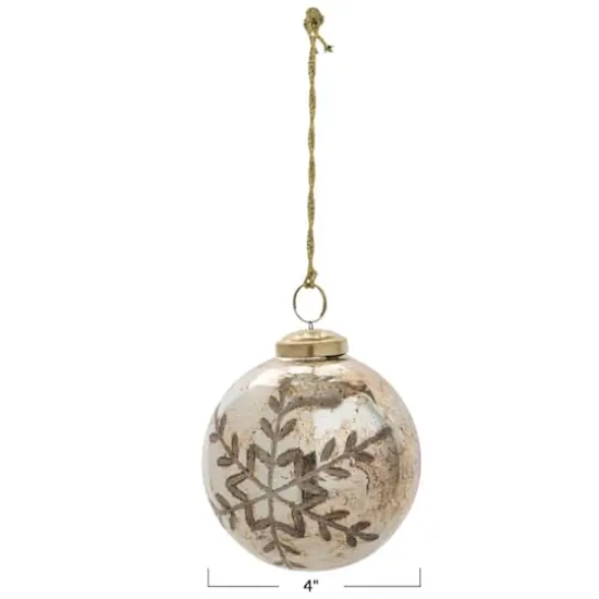 Hello Honey&reg; 4" Antique Copper Etched Snowflake Glass Ball Ornament {3}