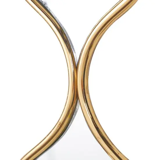 51" Gold Metal Slim Stacked Chain 6-Layer Wall Mirror with Tear Drop Pattern {6}