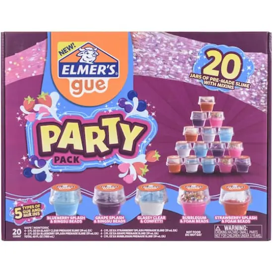 Elmer's Premade Slime Party Pack With Mix-Ins, 20ct. {1}
