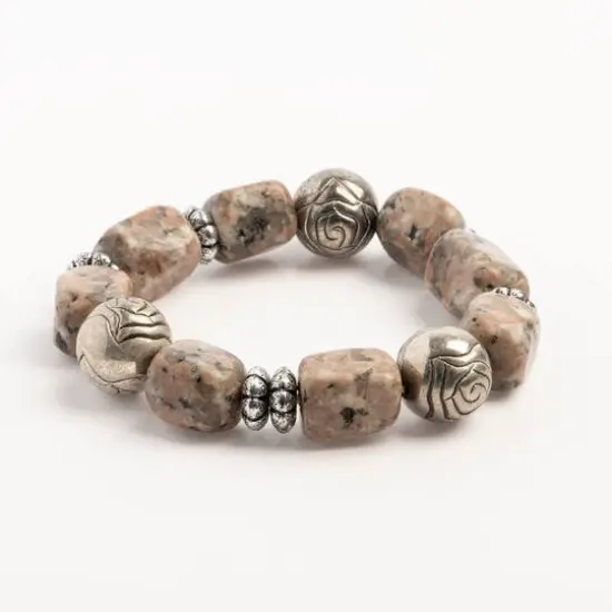 John Bead Jasper No.83 Natural Stone Stretch Bracelet {4}