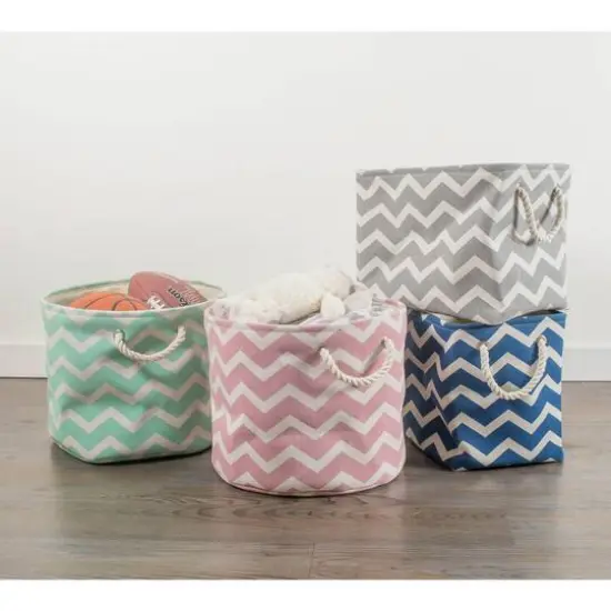 Large Polyester Chevron Rectangle Bin Gray {5}