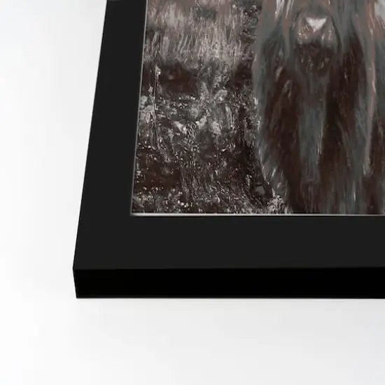 Highland Cow Charcoal Black Framed Print {3}