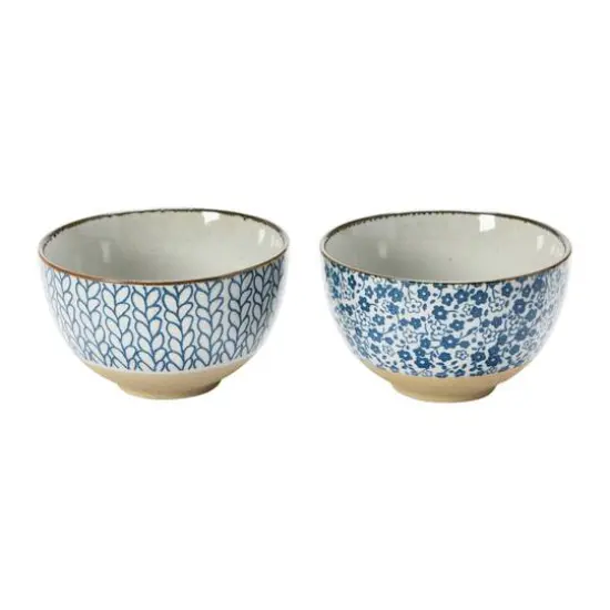 Hello Honey&reg; 4.7" Blue & White Hand-Painted Ice-Cream Stoneware Bowls, 2ct. {1}