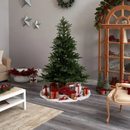 6ft. Pre-Lit North Carolina Spruce Artificial Christmas Tree, Clear LED Lights {9}