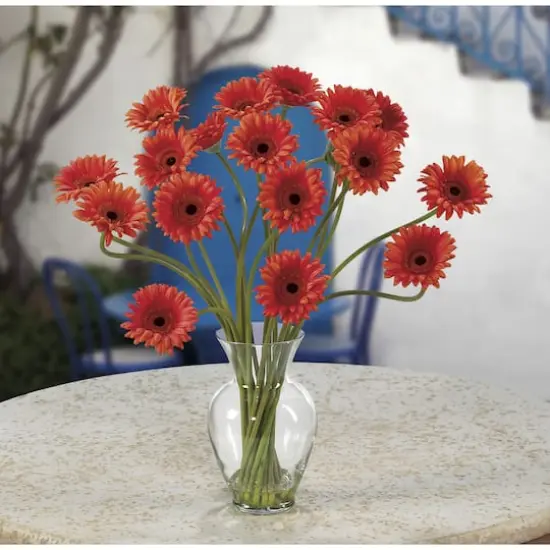 21" Gerbera Daisy Liquid Illusion Silk Flower Arrangement Orange {3}