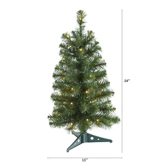 2ft. Pre-Lit Artificial Christmas Tree, Clear LED Lights {3}
