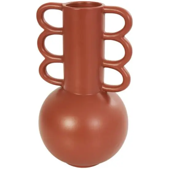 CosmoLiving by Cosmopolitan Geometric Wavy Handles Ceramic Vase Set Orange {6}