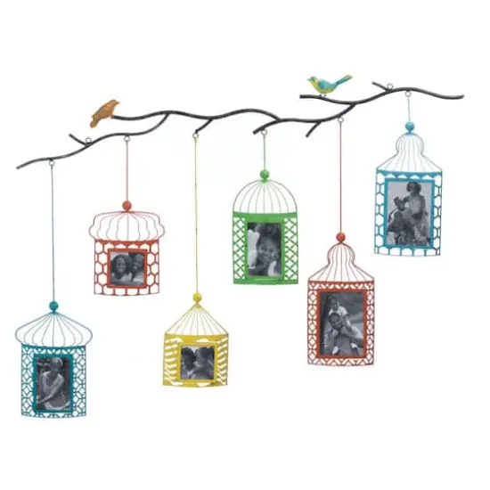 6 Opening Multicolor Birdcage Wall Frame {1}