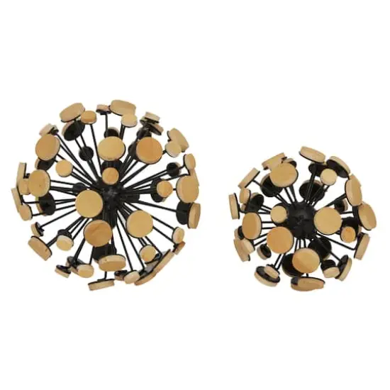 Brown Metal Abstract Decorative Orb Set {1}