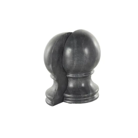 7" Black Marble Globe Sleek Orb Decorative Bookends, 2ct. {3}