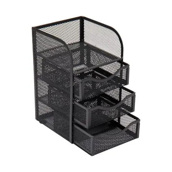 Mind Reader Black 3 Drawers Mini Desk Office Supplies Organizer {4}