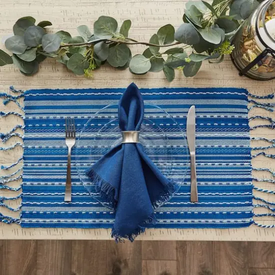 DII&reg; Blue Tonal Stripe With Fringe Placemats, 6ct. {4}