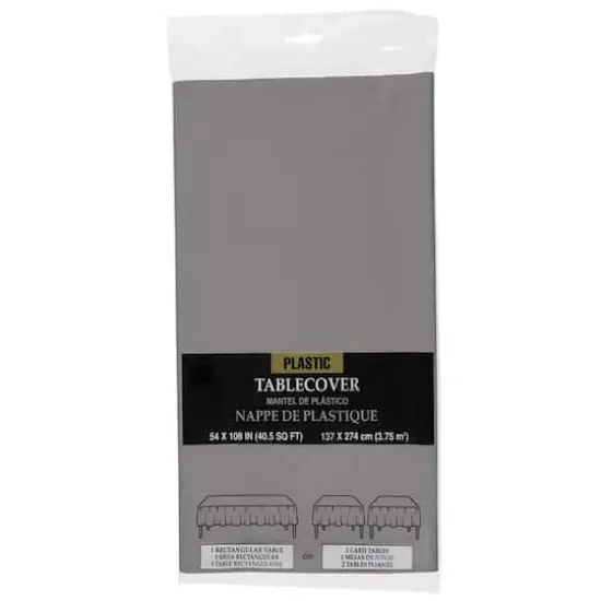 JAM Paper 108" Rectangular Plastic Table Cover Silver {1}