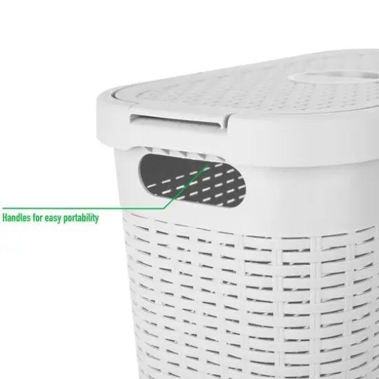 Mind Reader 23.5'' Slim Laundry Hamper with Cutout Handles White {7}