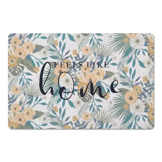 Feels Like Home Tropical Floral Floor Mat White {1}