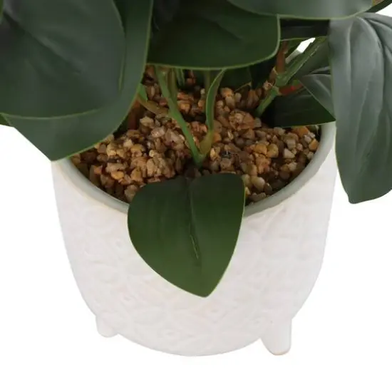 14" Faux Foliage Artificial Plant in White Pot {6}