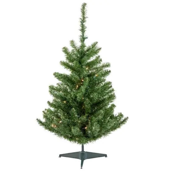 3ft. Pre-Lit Canadian Pine Artificial Christmas Tree, Clear & White LED Lights {1}