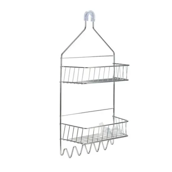 Bath Bliss Chrome 2 Tier Cabana Stripe Shower Caddy {1}