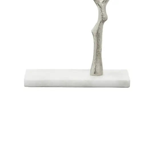 Silver Metal Tree Branch Jewelry Stand With Marble Base, 13" x 9" x 3" {4}
