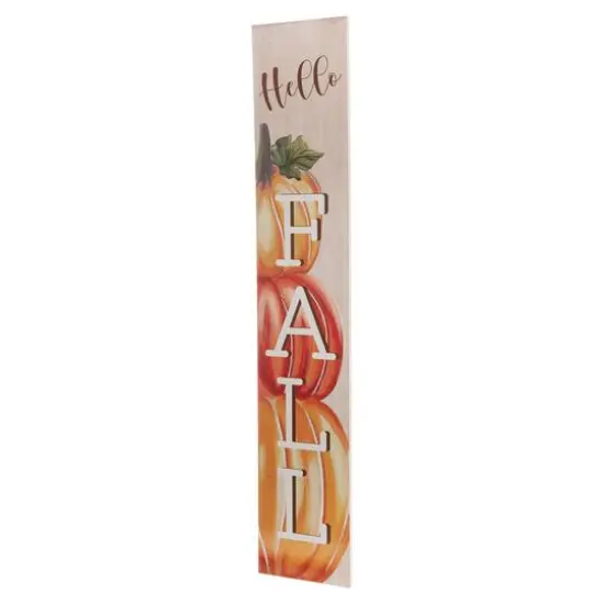 Glitzhome&reg; 3.5ft. Hello Fall Wooden Porch Sign {5}