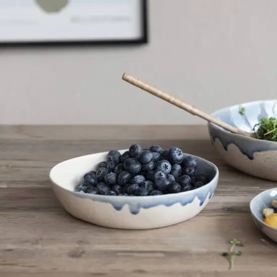 Hello Honey® 8.25" Blue & Cream Crackle Glaze Stoneware Serving Bowl {5}