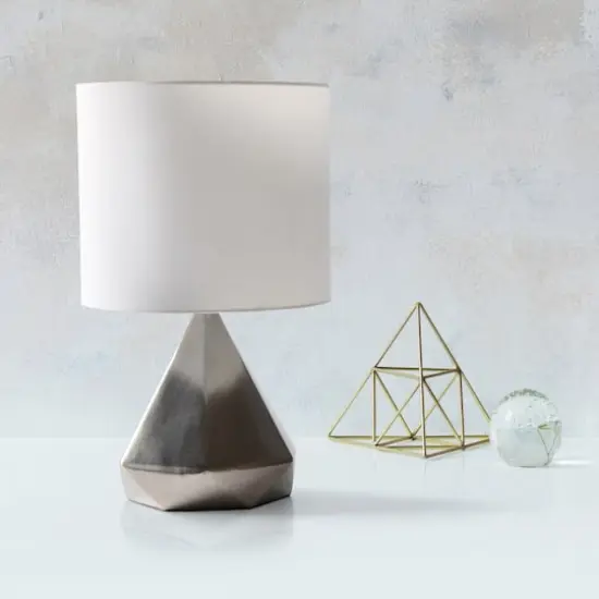 Simple Designs 19.8" Solid Pyramid Table Lamp Silver {5}