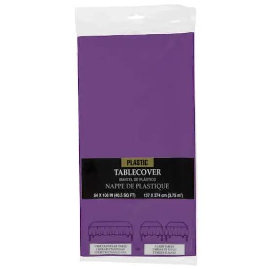 JAM Paper 108" Rectangular Plastic Table Cover Purple {1}