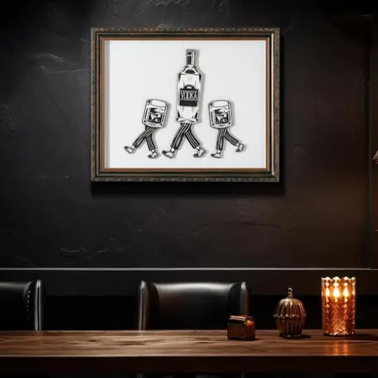 American Art Decor Leggy Beverage Printed Glass Framed Wall Decor {3}