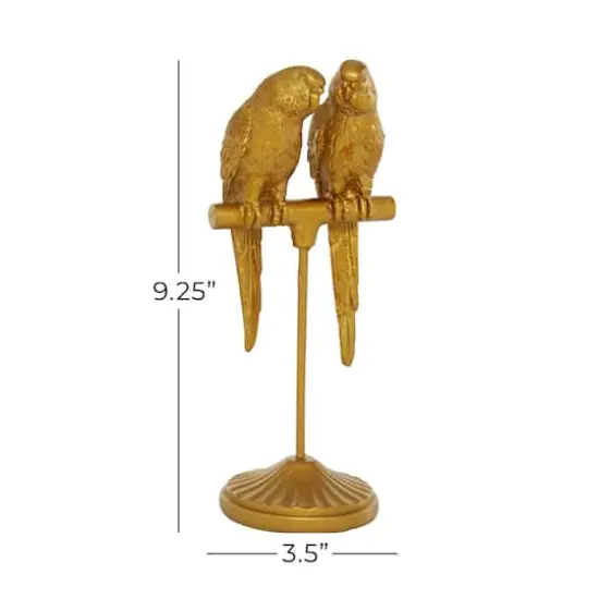 Gold Resin Country Cottage Bird Sculpture, 9" x 3" x 3" {9}