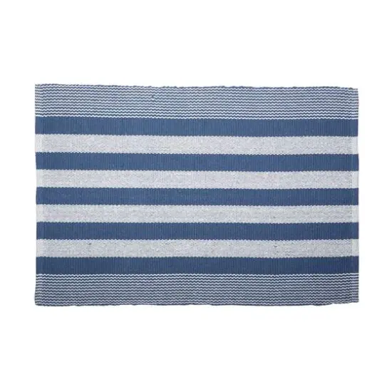 DII&reg; French Blue Cabana Stripe Recycled Yarn Rug, 2ft. x 3ft. {1}
