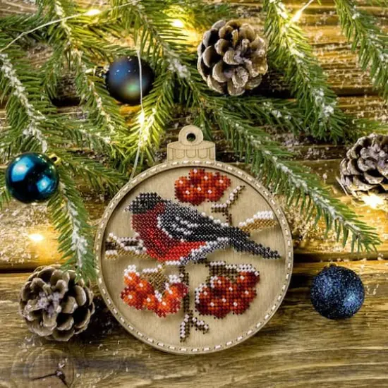 Wonderland Crafts Robin Bead Embroidery on Wood Ornament Kit {3}