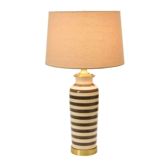Hello Honey&reg; 2ft. Striped Ceramic & Metal Desk Lamp Gray {5}