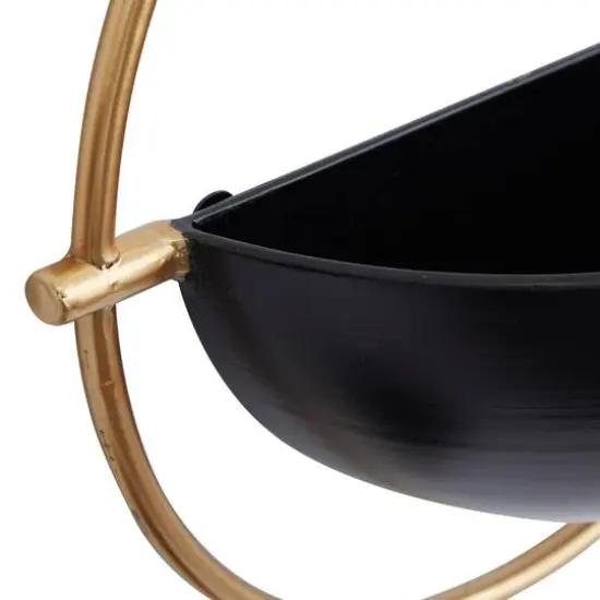 Set of 3 Black Iron Contemporary Planters, 15" x 14" x 5" {6}