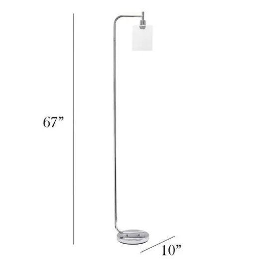 Simple Designs&trade; Iron Lantern Floor Lamp with Glass Shade Chrome {4}