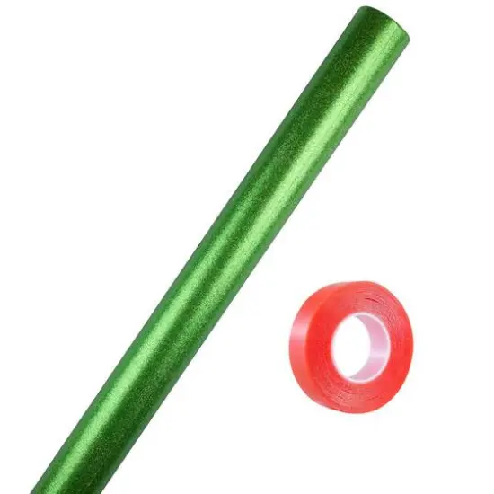 JAM Paper Glitter Gift Wrap with Double Sided Super Tape Set Green {1}