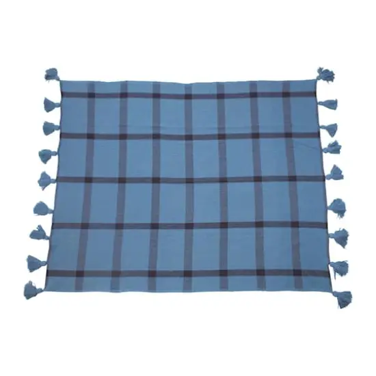 60" Soft & Cozy Woven Recycled Cotton Blend Plaid Decorative Fringe Throw Blanket {1}