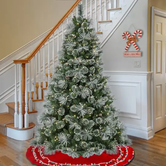 7.5ft. Pre-Lit Frosted Bryson Pine Artificial Christmas Tree, Warm White LED Lights {3}
