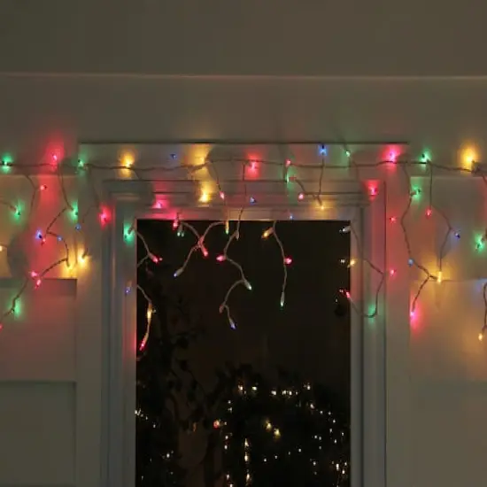 100ct. Mini Icicle Christmas Light Set With White Wire Multicolored {4}