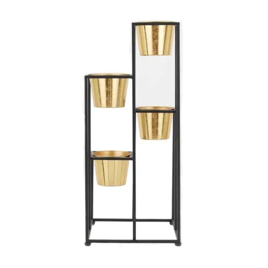 Black Metal Glam Planter, 13" x 13" x 13" {6}