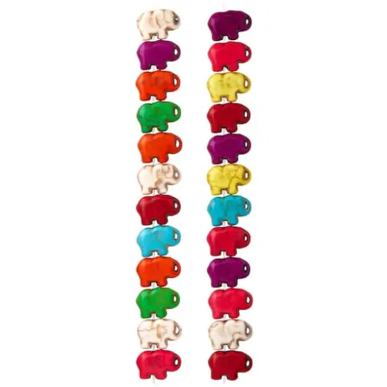 Multicolor Reconstituted Stone Elephant Beads, 15mm by Bead Landing&trade; {4}
