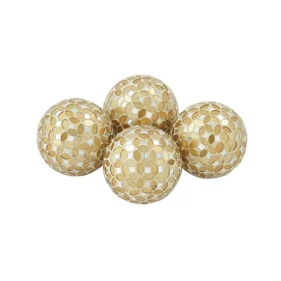 4" Glam Gold & White Plastic Orb Vase Fillers, 4ct. {1}